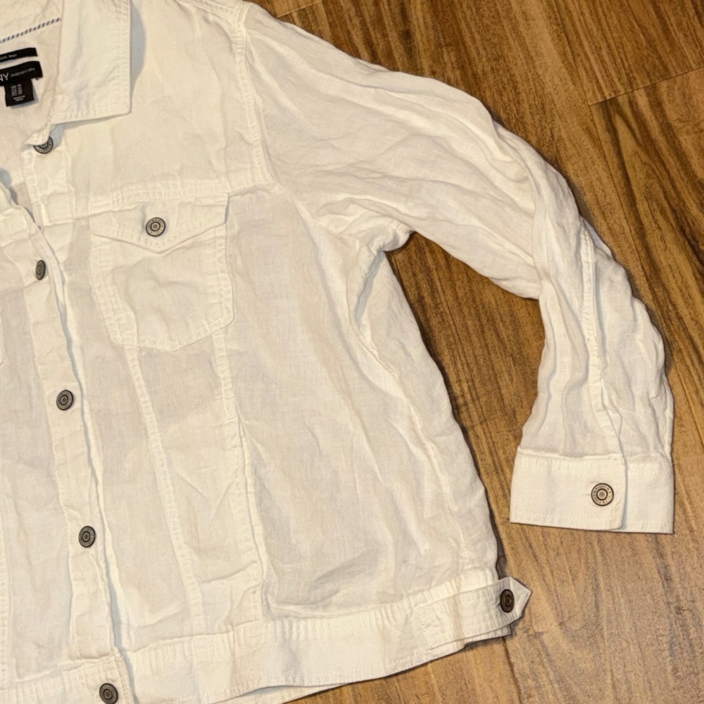 Jones New York women 1x xl 16 18 Jacket coat white linen spring summer casual - Picture 4 of 8